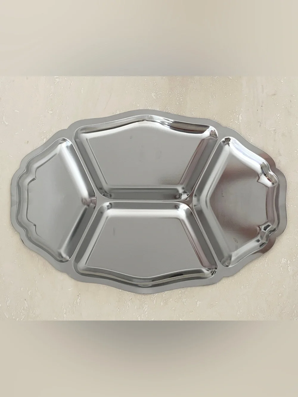 Inox Divided Serving Event Tray Stainless Steel 4 Compartment 14 3/4